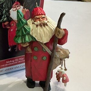 Vintage Hallmark Keepsake “Making His Way” Santa Folk Art Ornament